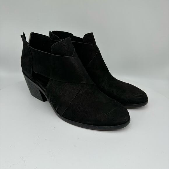 Eileen Fisher Vero Cuoio Alas Black Suede Cut Out Ankle Booties Womens Size 8.5 - Picture 2 of 14